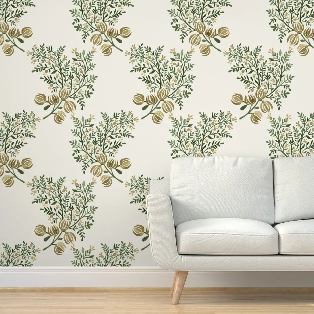 Emma Floral Toss Peel and Stick Wallpaper - Olive Green product