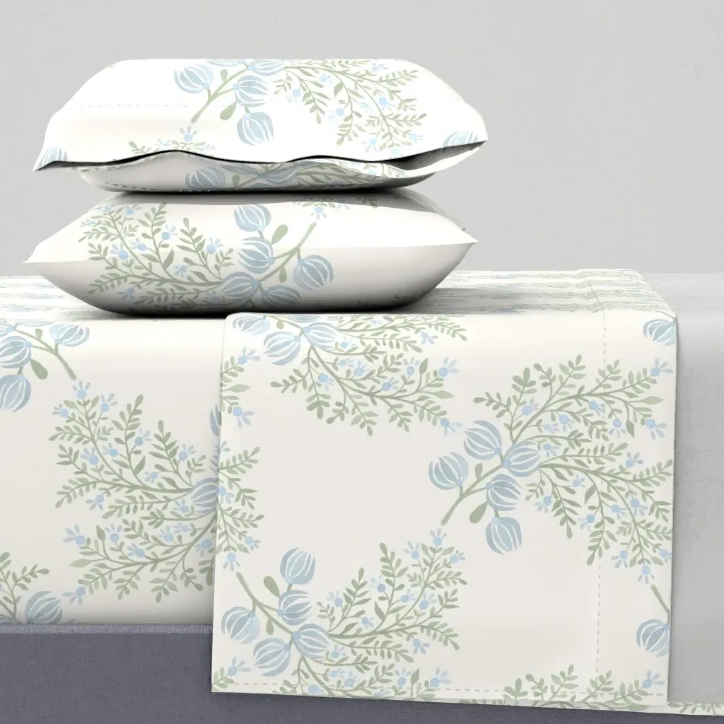 Emma Floral Toss Queen Sheet Set - Light Blue product