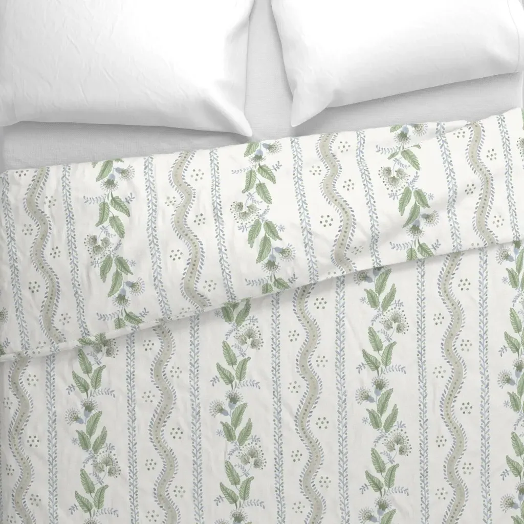 Emma Quiet Blue Green Colorway Duvet Cover - Sage Green alternate view