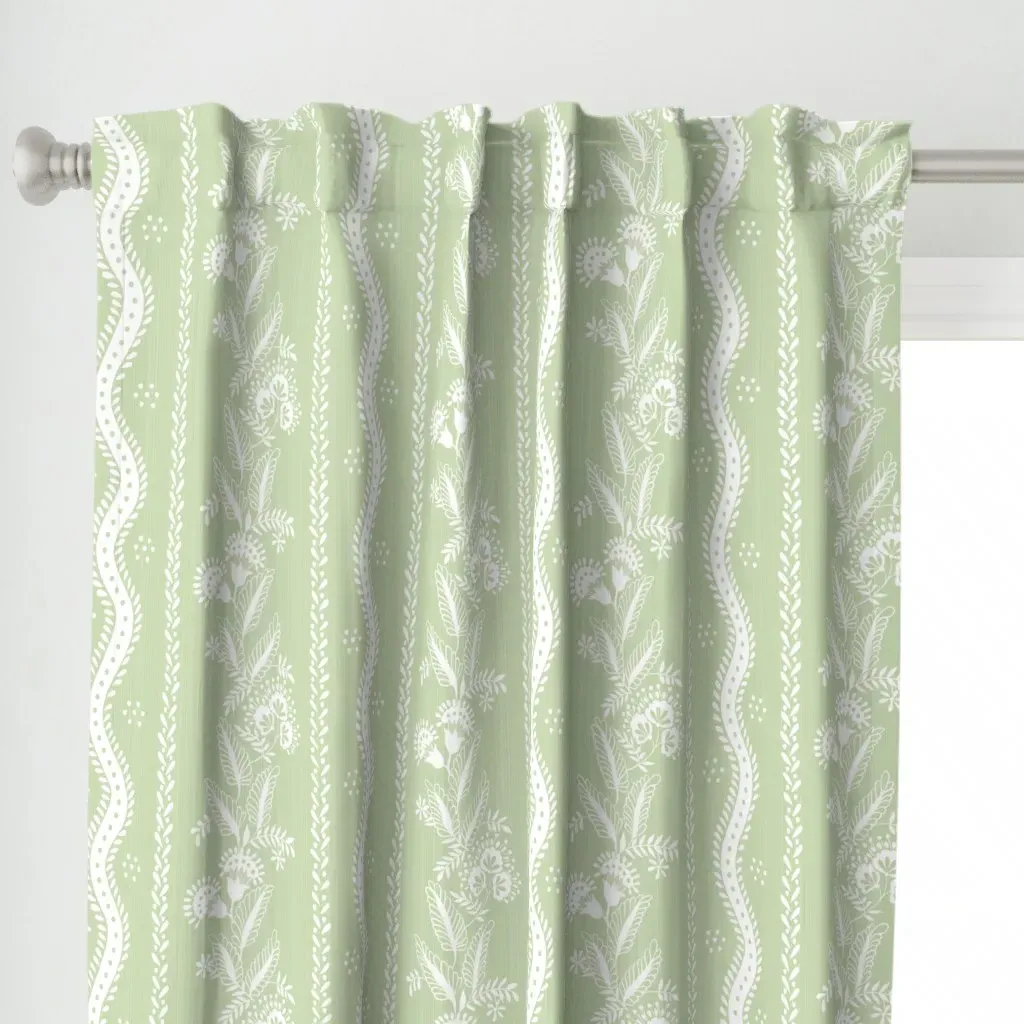 Emma Stripe Curtain Panel - Pale Green alternate view