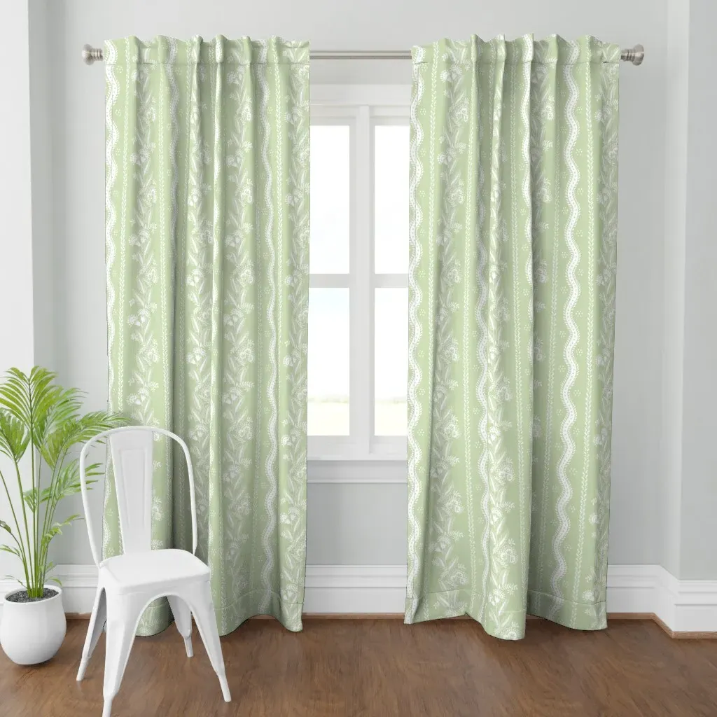 Emma Stripe Curtain Panel - Pale Green product