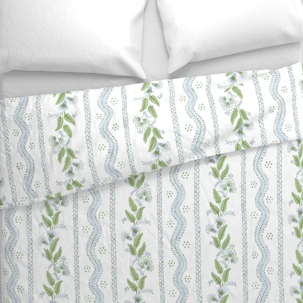 Emma Stripe Duvet Cover - Light Blue alternate view