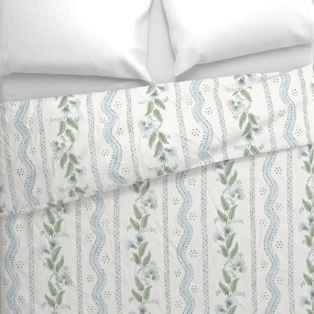Emma Stripe Duvet Cover - Light Blue alternate view