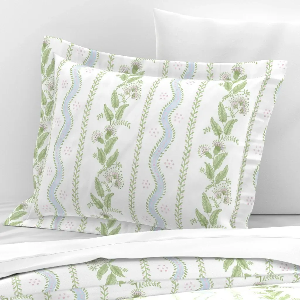 Emma Stripe Gina2 Standard Flanged Pillow Sham - Light Blue, Cotton Sateen product