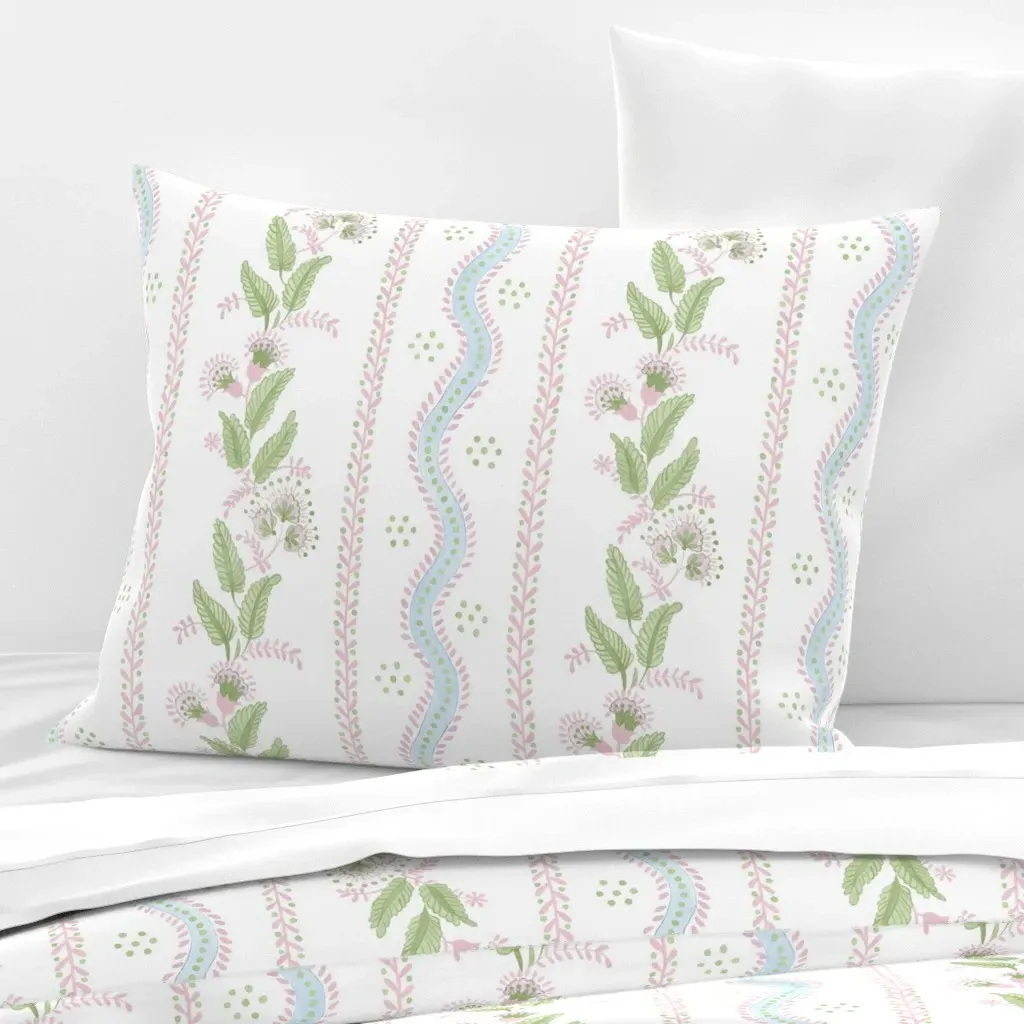 Emma Stripe Gina3 Wide Standard Knife Edge Pillow - Light Pink, Cotton Sateen product