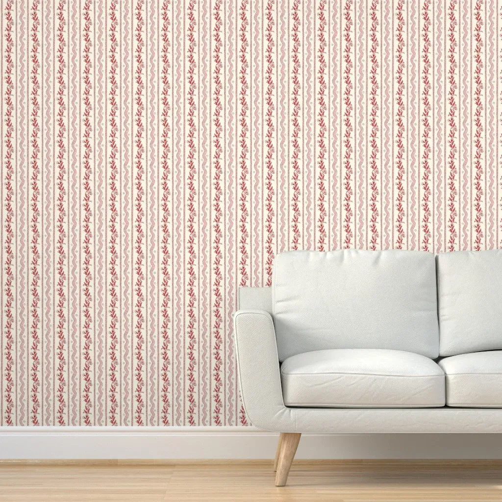 Emma Stripe Peel and Stick Wallpaper Extra Small - Crimson product