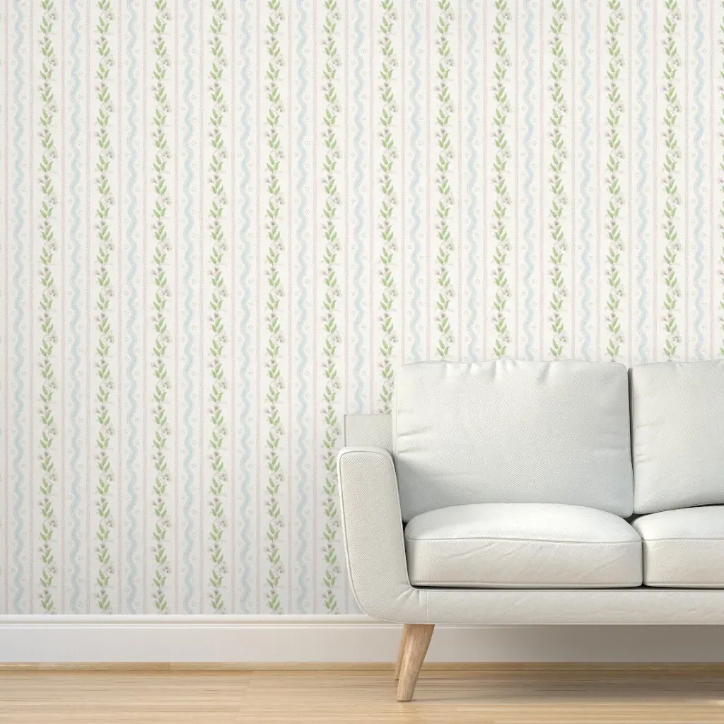 Emma Stripe Peel and Stick Wallpaper - Pink, Cream product