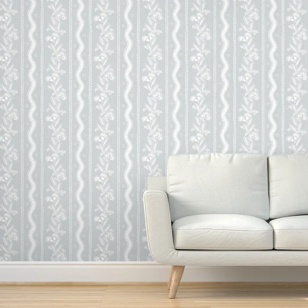 Emma Stripe Silhouette Peel and Stick Wallpaper - Blue, White product
