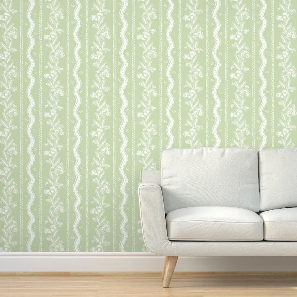 Emma Stripe Silhouette Peel and Stick Wallpaper - Pale Green product