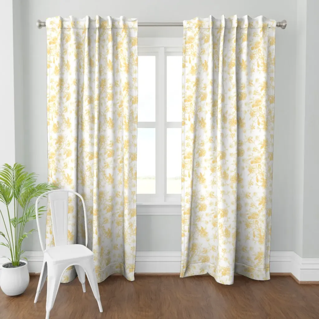 Emma Wild Roses Daffodil Curtain Panel - Pale Yellow product