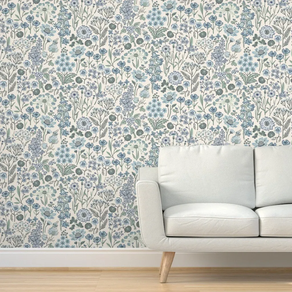 Emmas Flower Meadow Large Peel and Stick Wallpaper - Blue product