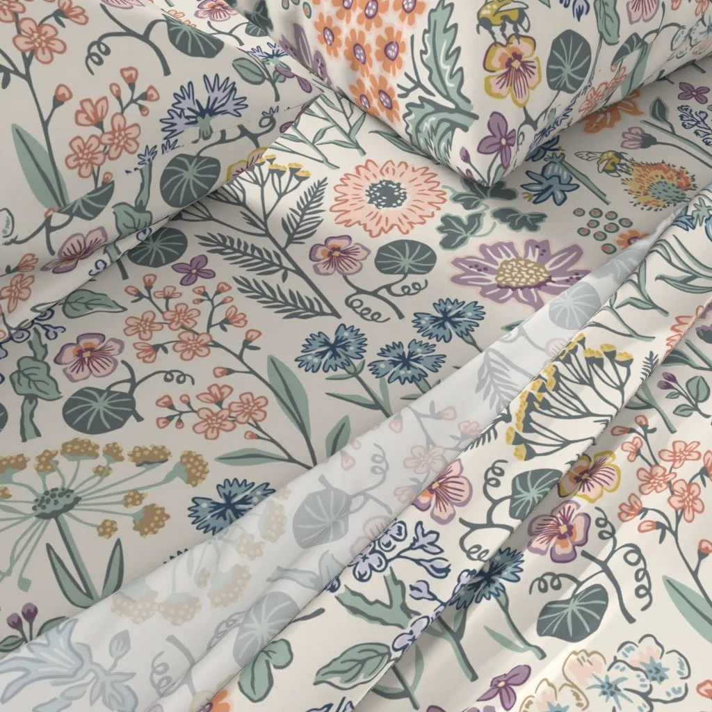 Emmas Flower Meadow Twin Sheet Set - Peach alternate view