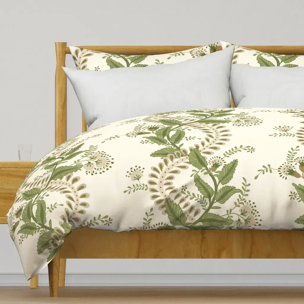 Emmy In Green Browns And Cream Duvet Cover - Green product