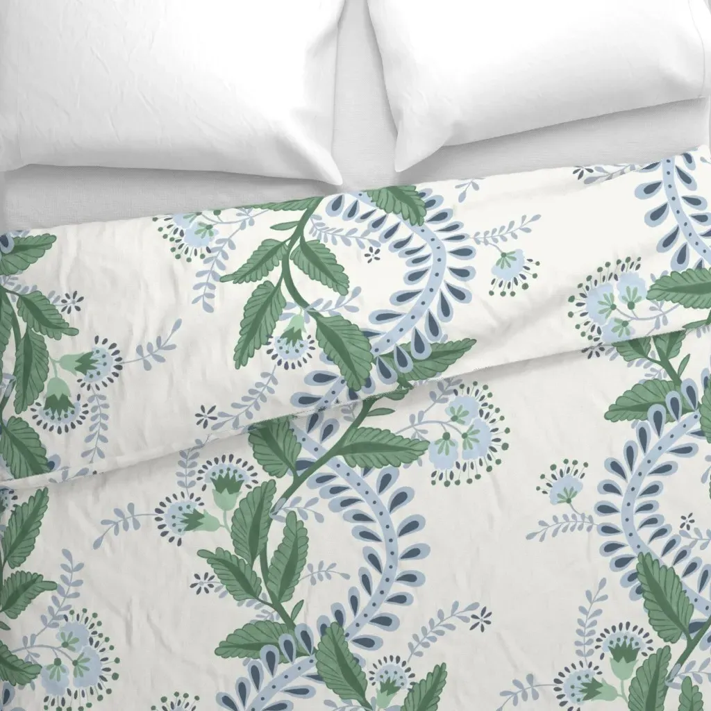 Emmy In Indigo Blue And Lehigh Duvet Cover - Green alternate view