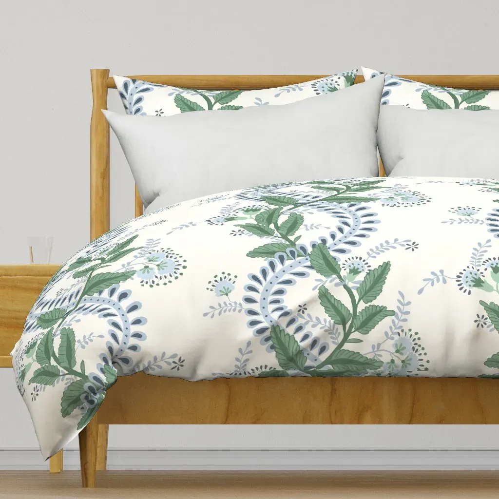Emmy In Indigo Blue And Lehigh Duvet Cover - Green product