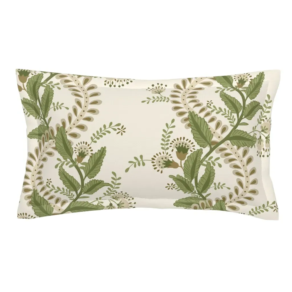 Emmy King Pillow Sham - Green, Brown, Cream product