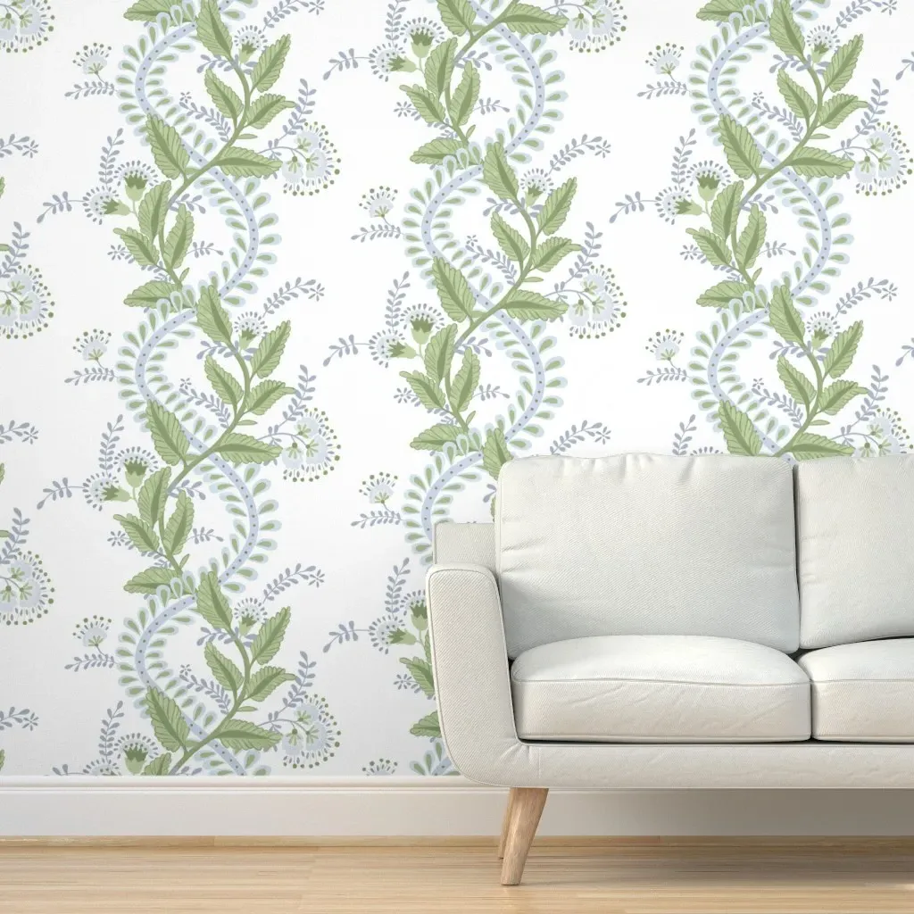 Emmy Peel and Stick Wallpaper - Soft Blue Green, White product