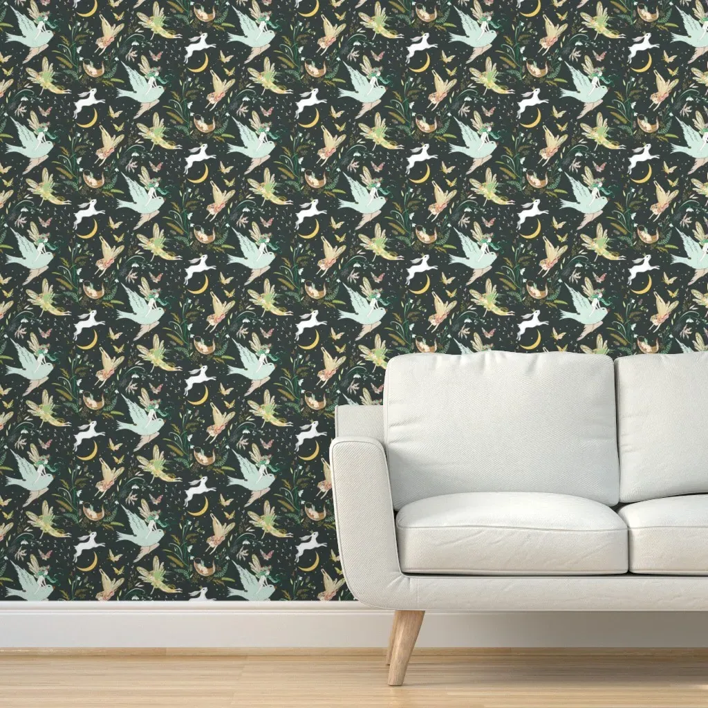Enchanted Fairies Peel and Stick Wallpaper - Green, Pine product