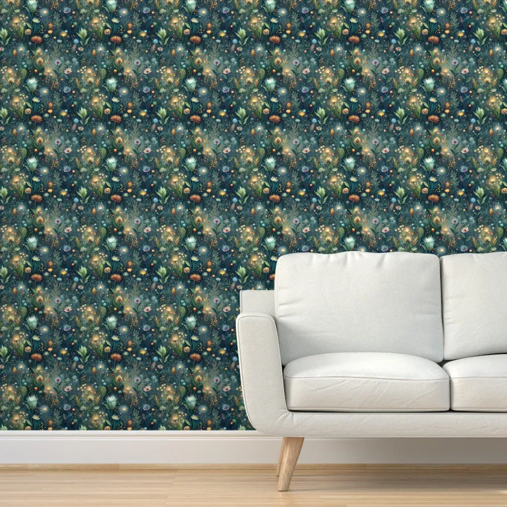 Enchanted Floral Meadow Peel and Stick Wallpaper - Teal product