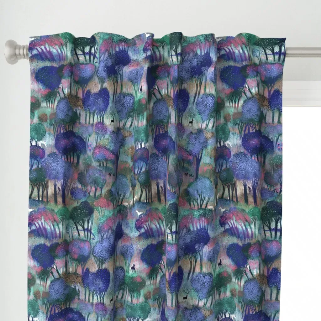 Enchanted Forest Curtain Panel - Deep Blue alternate view