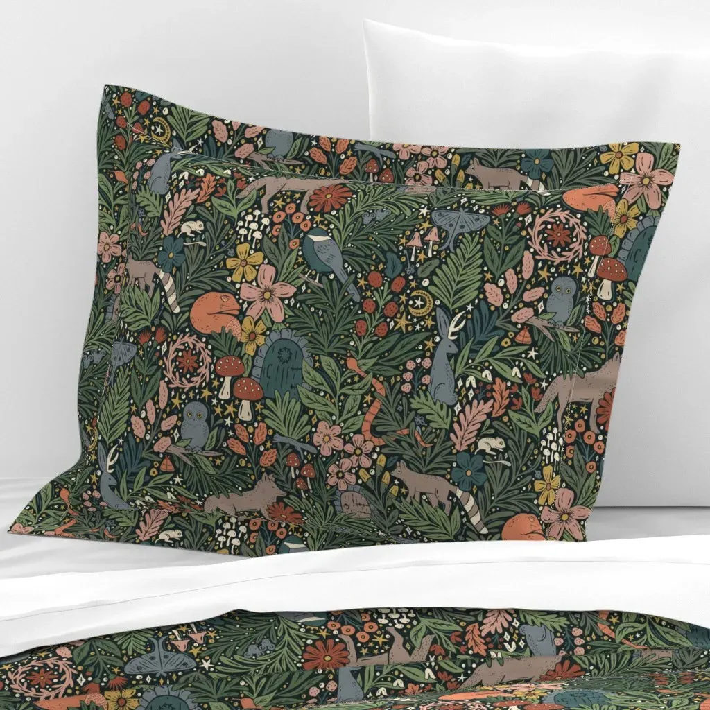 Enchanted Forest Fairy Doors Standard Pillowcase - Dark Green, Cotton Sateen product