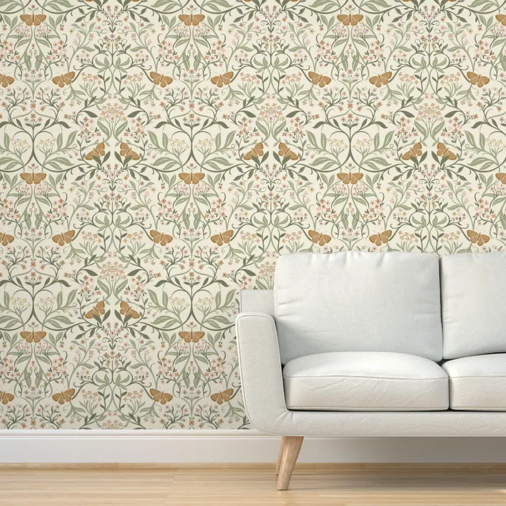 Enchanted Garden Damask Peel and Stick Wallpaper - Sage Green product