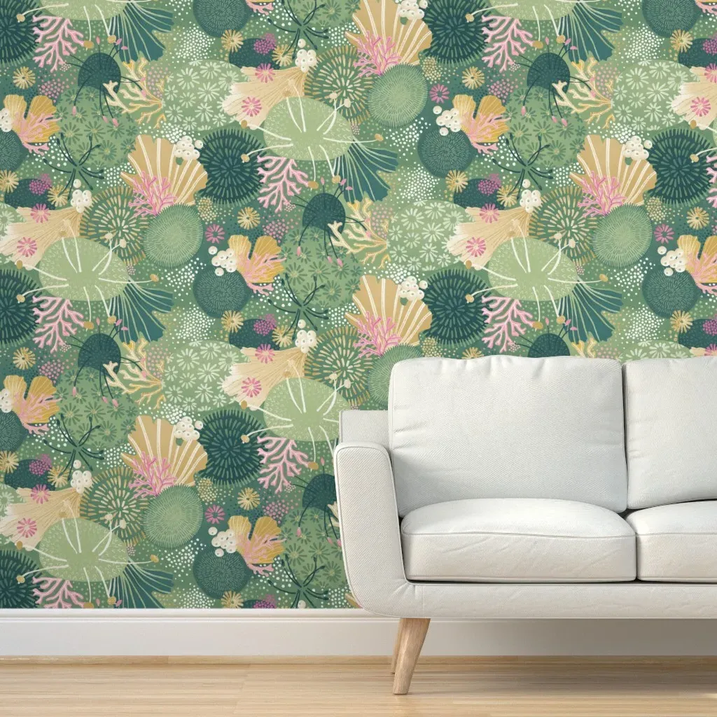 Enchanted Mosses And Lichens Peel and Stick Wallpaper - Green product
