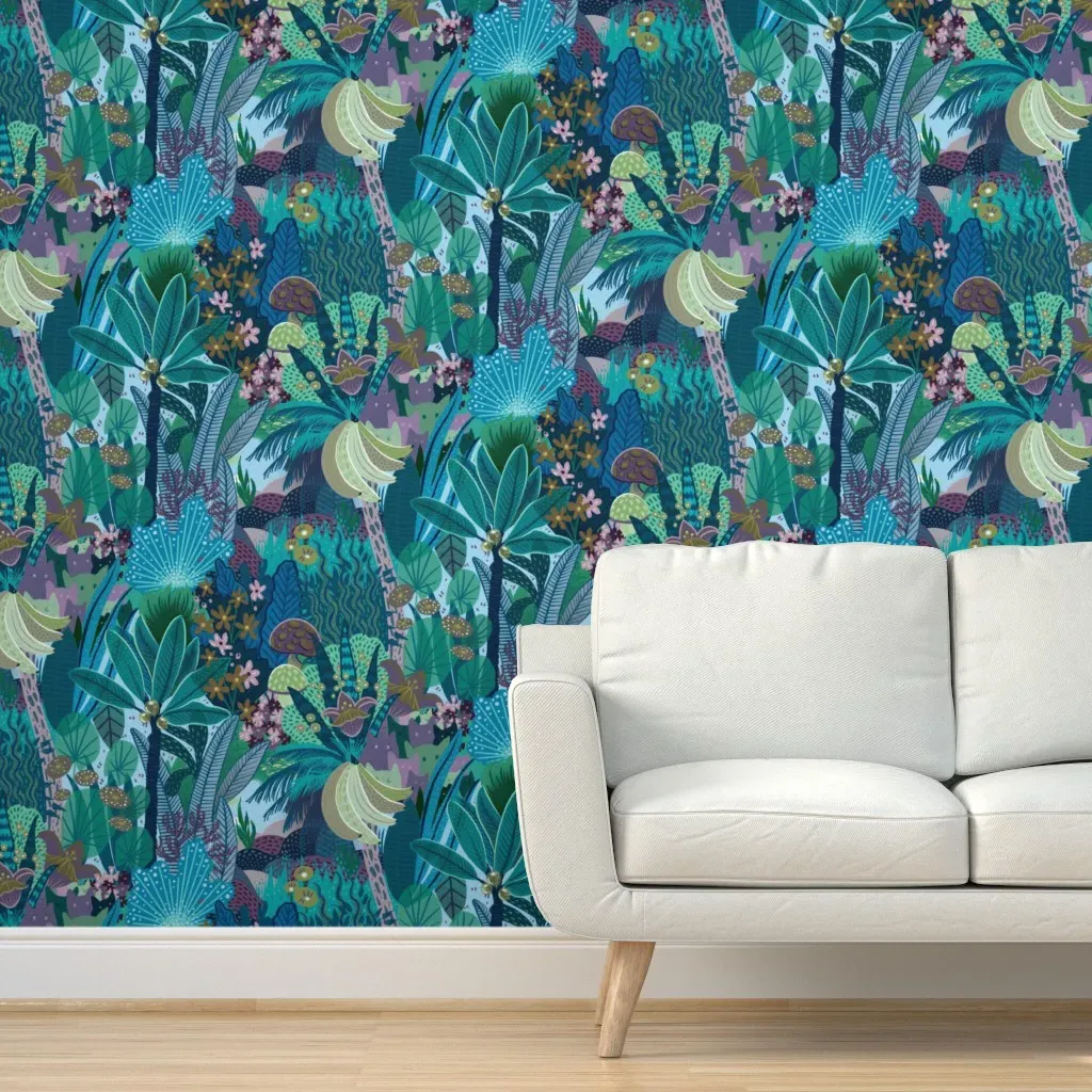 Enchanted Tropics Peel and Stick Wallpaper - Blue, Purple product