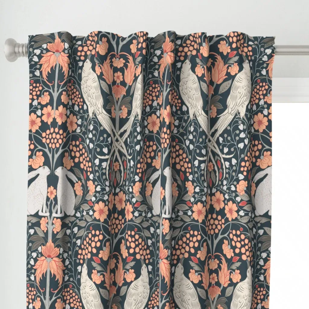 Enchanted Woodland Curtain Panel - Coral alternate view