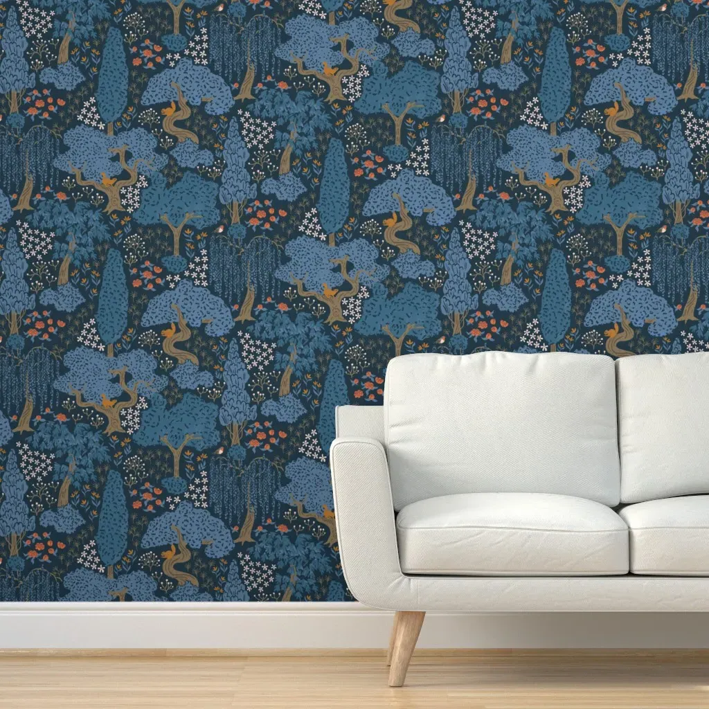 Enchanted Woodland Secret Garden Tapestry Peel and Stick Wallpaper - Blue product