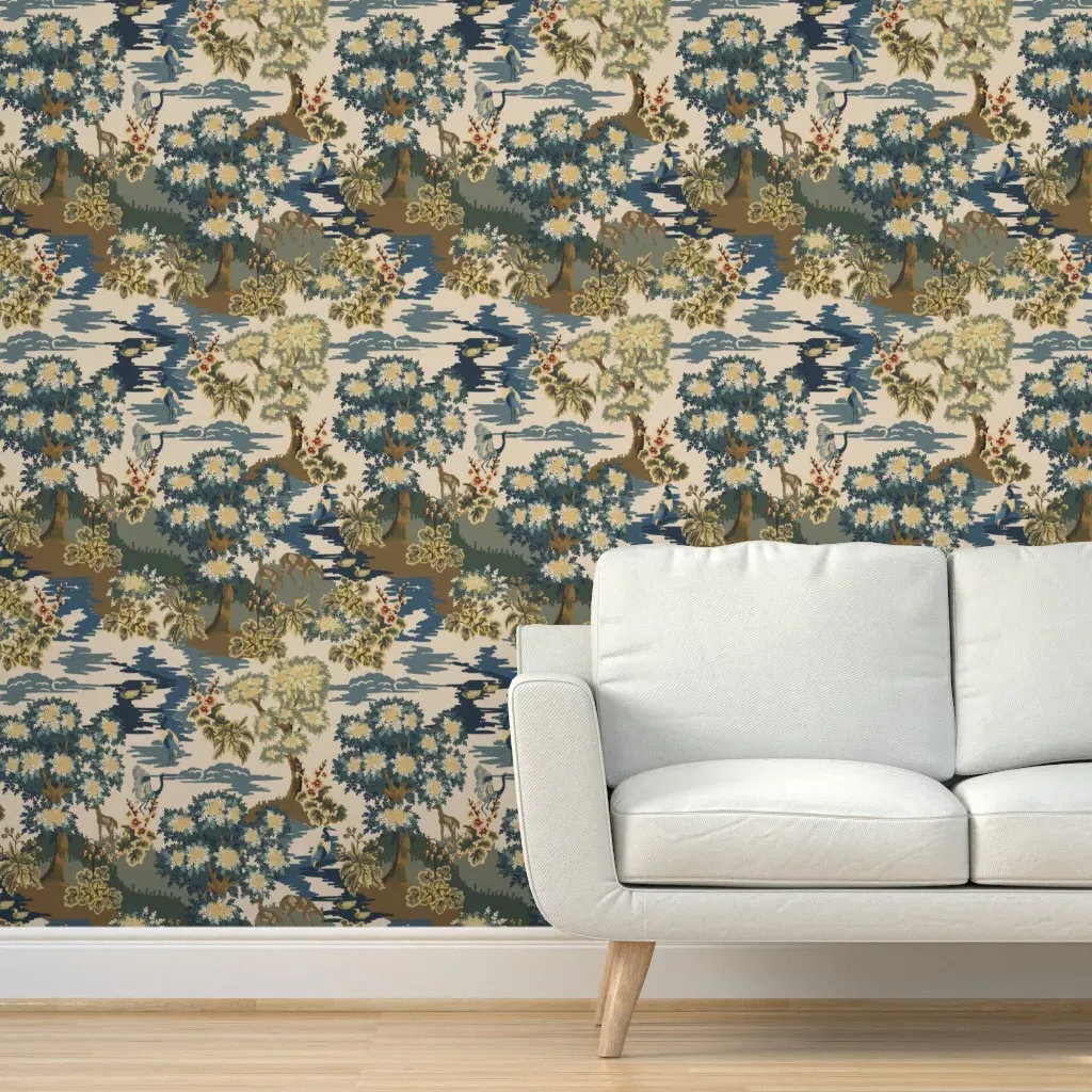 Enchanting Eden Verdure Garden Tapestry Peel and Stick Wallpaper - Ivory Beige product