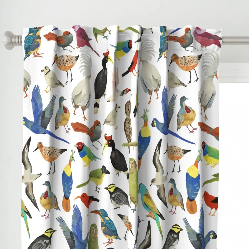 Endangered Birds Large Curtain Panel - White alternate view