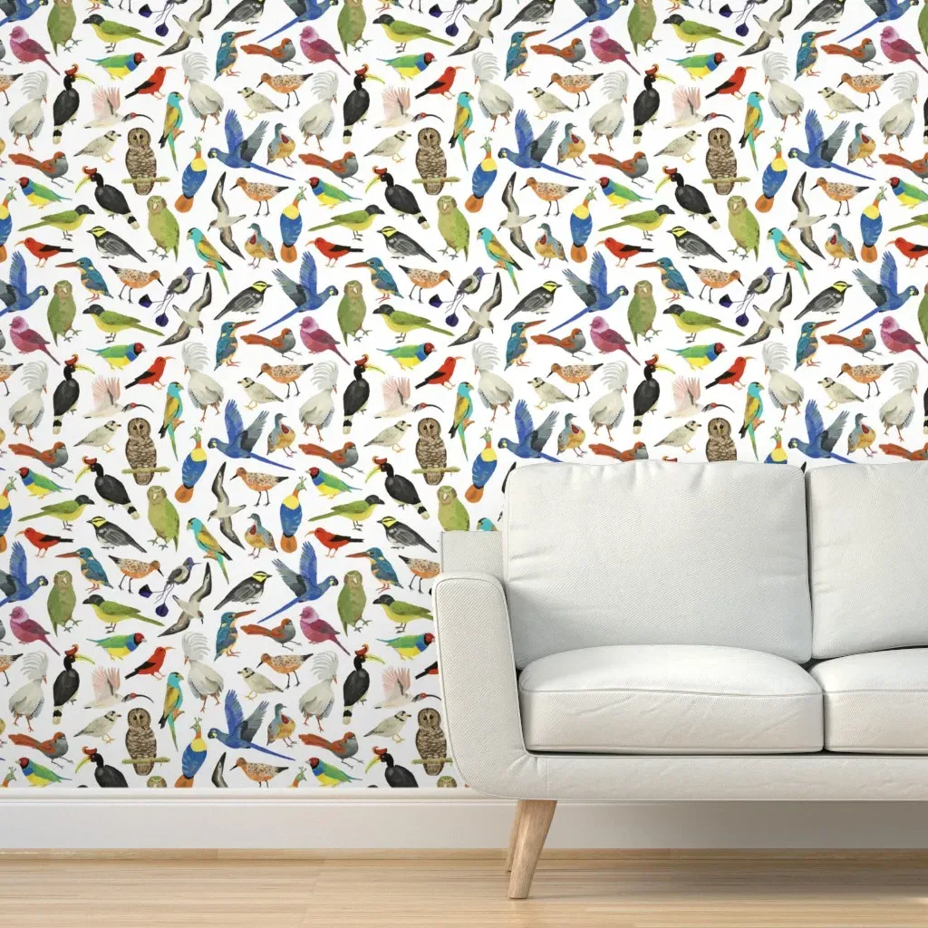 Endangered Birds Large Peel and Stick Wallpaper - Gray, Blue product