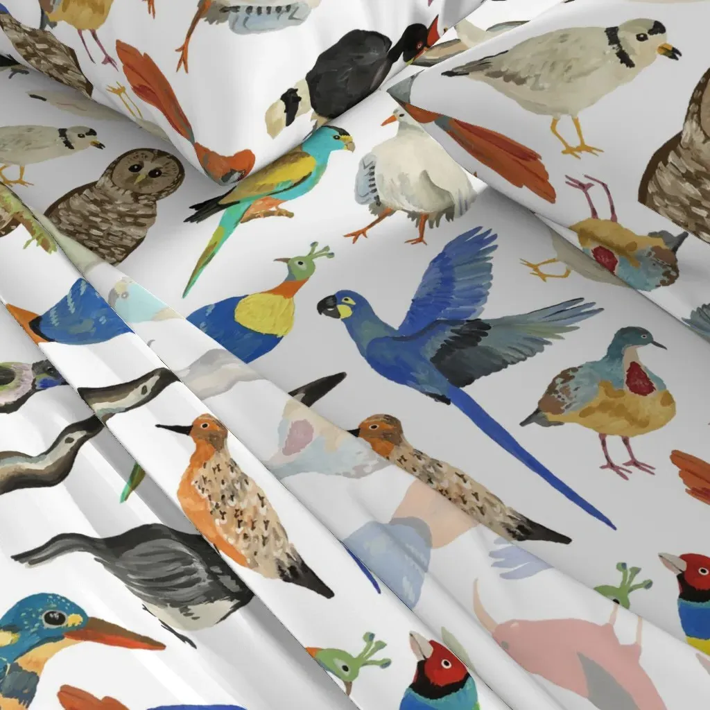 Endangered Birds Queen Sheet Set - White alternate view