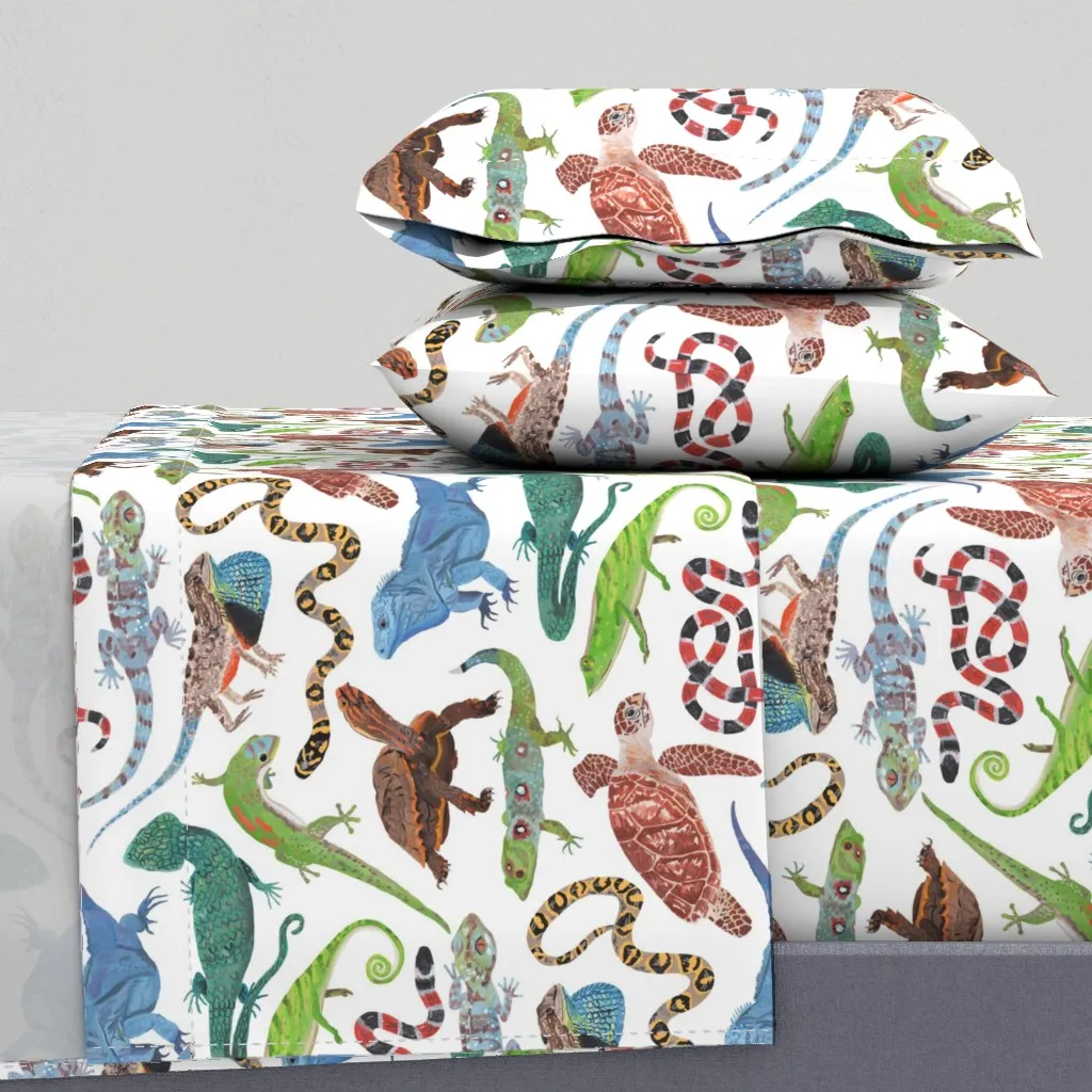 Endangered Reptiles Around The World Twin Sheet Set - Green product