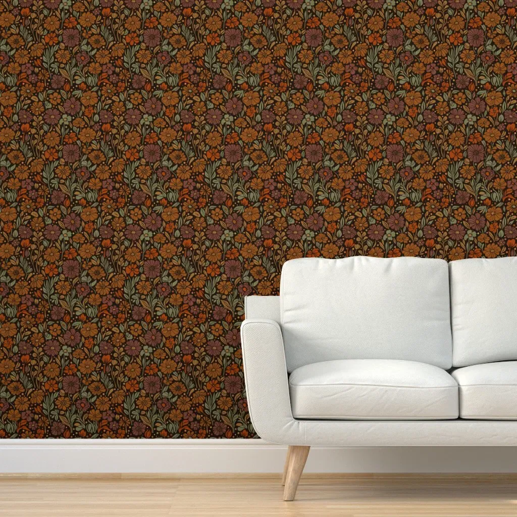 Endless Summer Blockprint Peel and Stick Wallpaper - Burnt Orange product