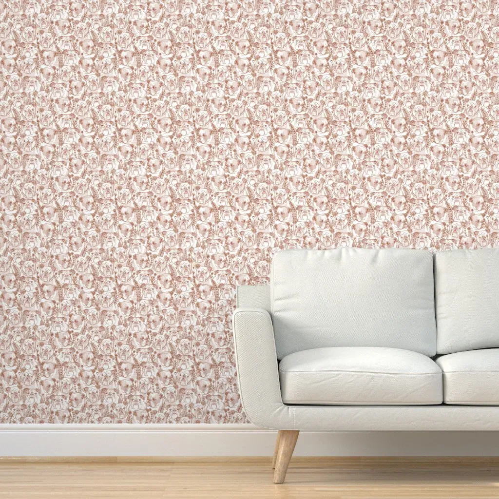 English Bulldogs Peel and Stick Wallpaper - Dusty Rose product