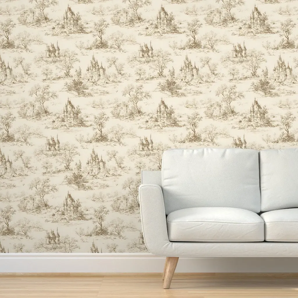 English Castles Scenic Toile Peel and Stick Wallpaper - Beige product