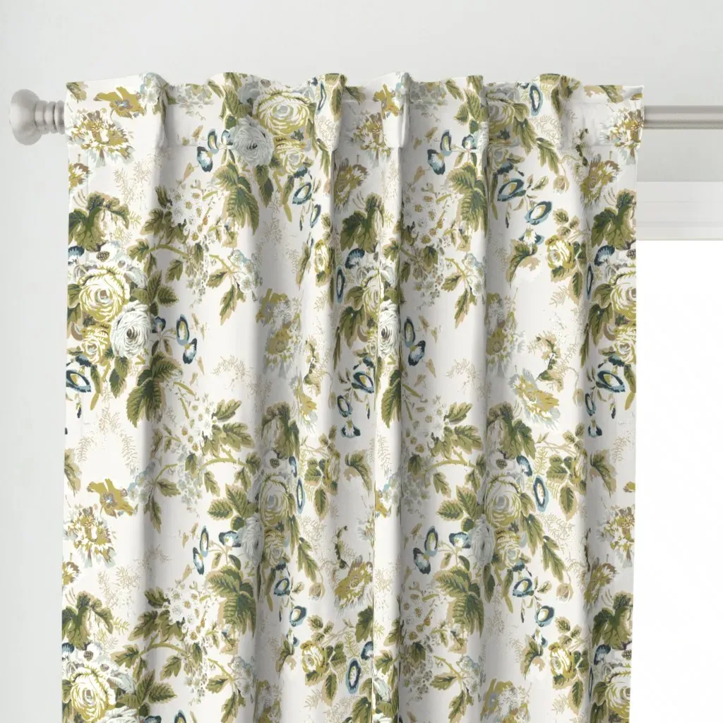 English Chintz Belle Curtain Panel - Off-White alternate view