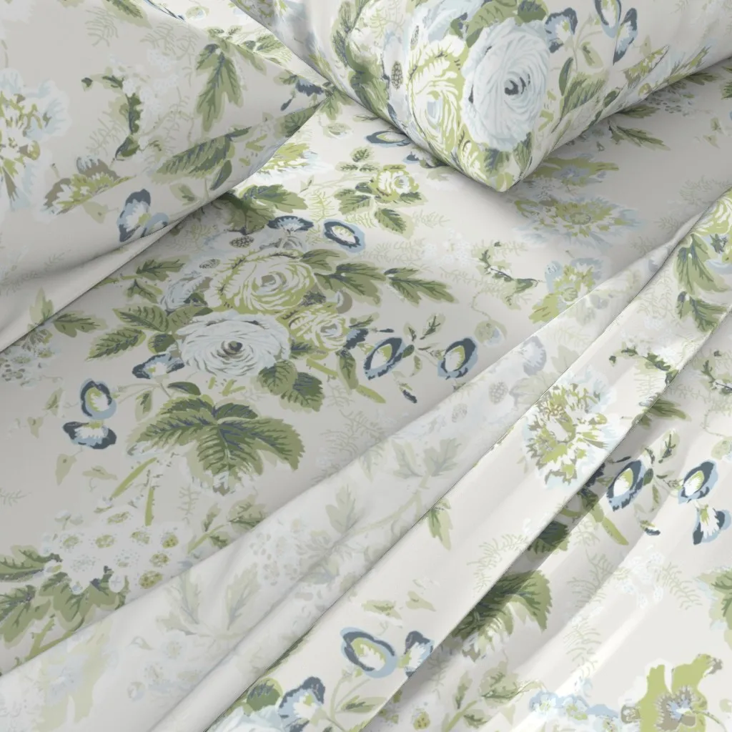 English Chintz Belle King Sheet Set - Sage Green alternate view