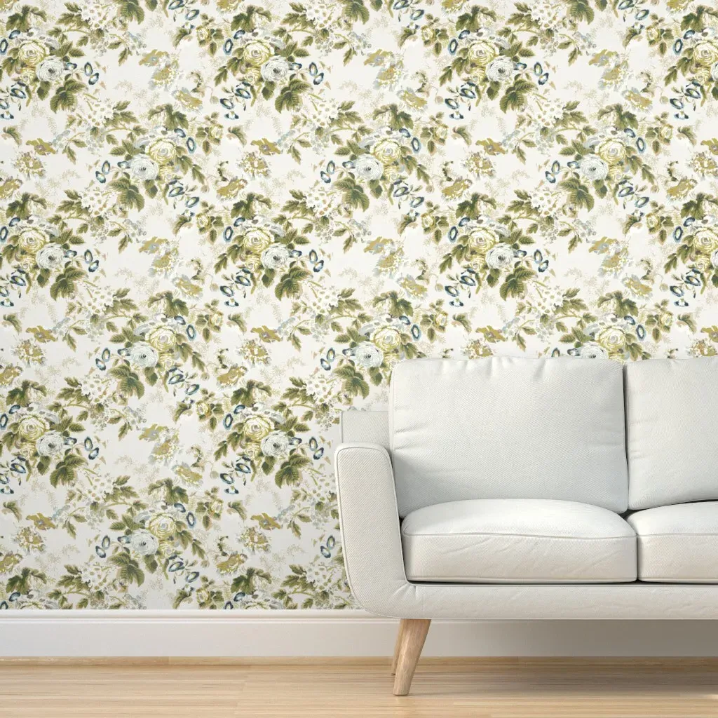 English Chintz Belle Peel and Stick Wallpaper - Olive Green product