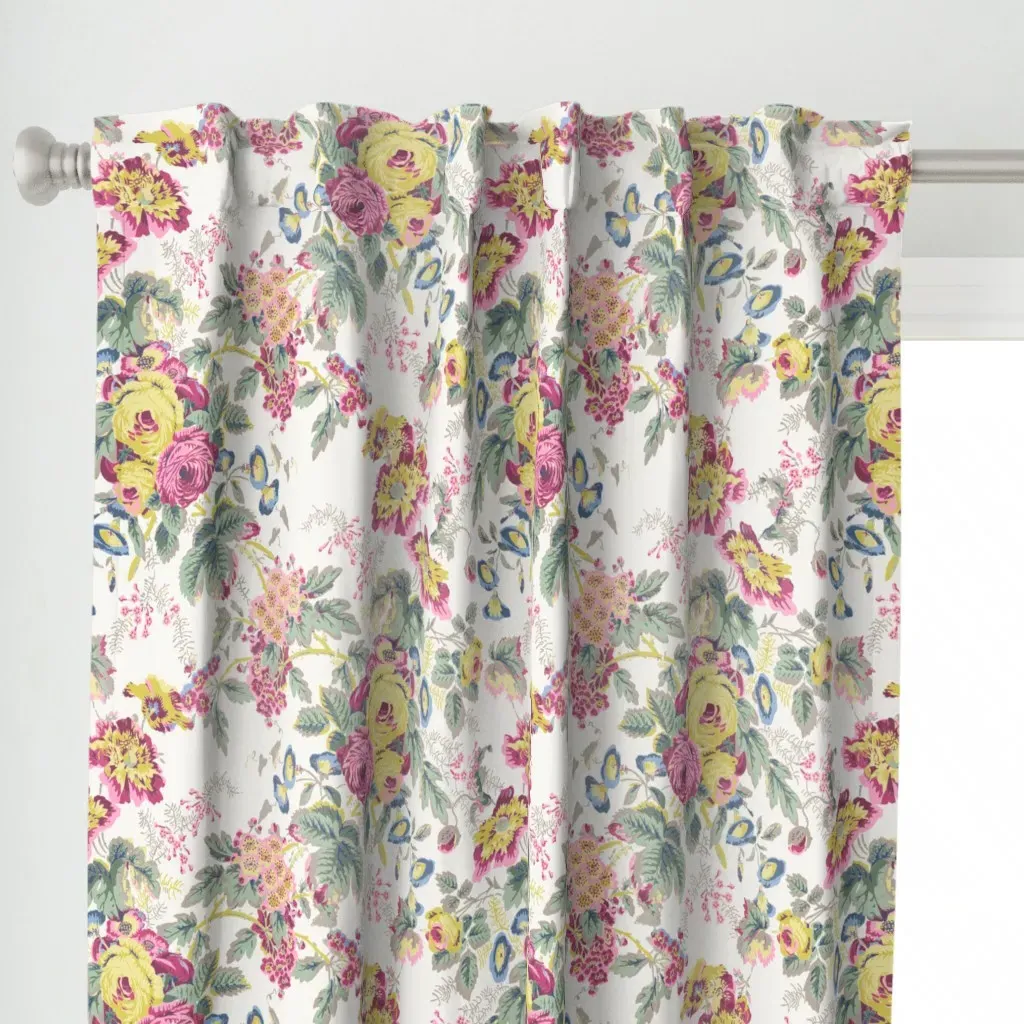 English Chintz Bubble Gum Curtain Panel - Pink alternate view