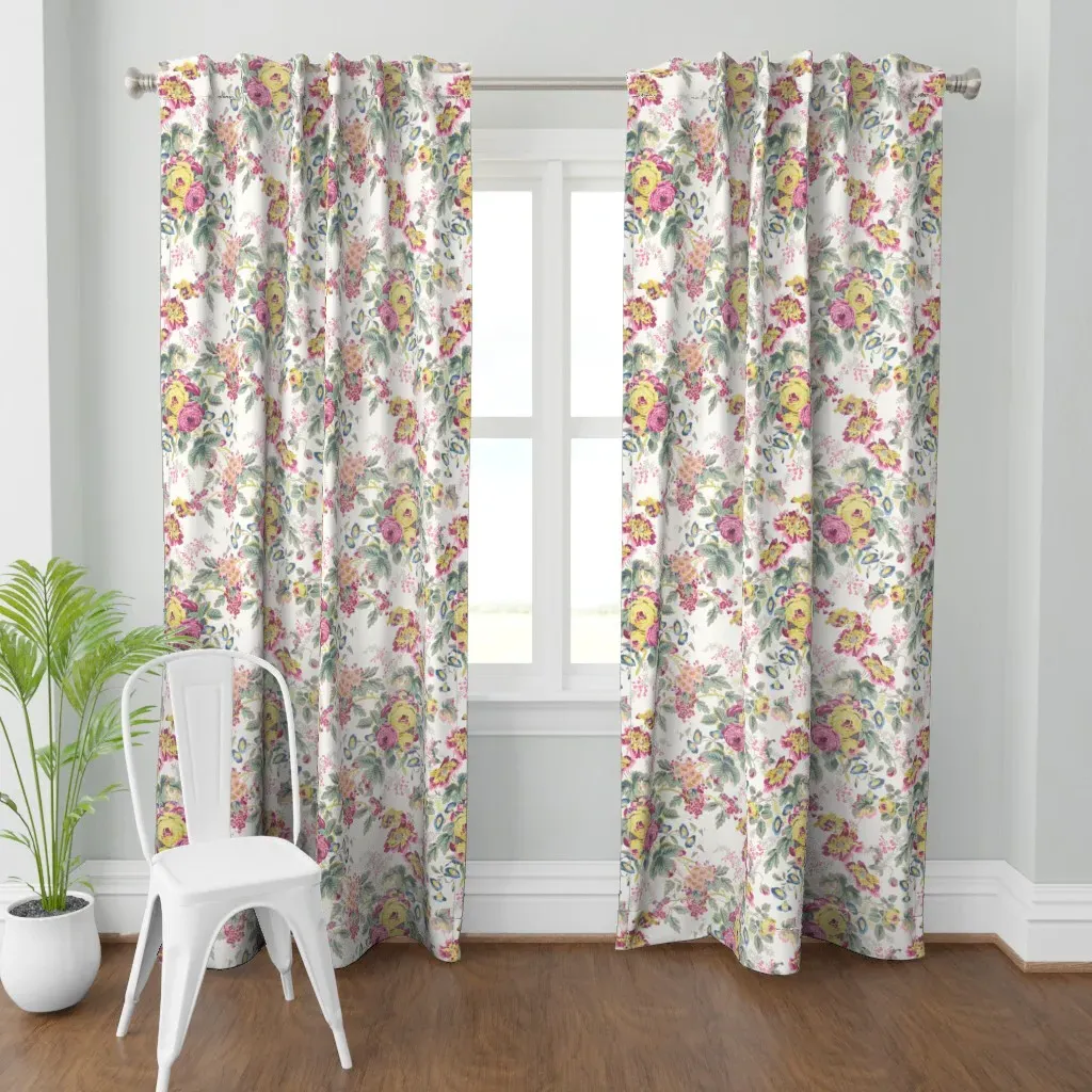 English Chintz Bubble Gum Curtain Panel - Pink product