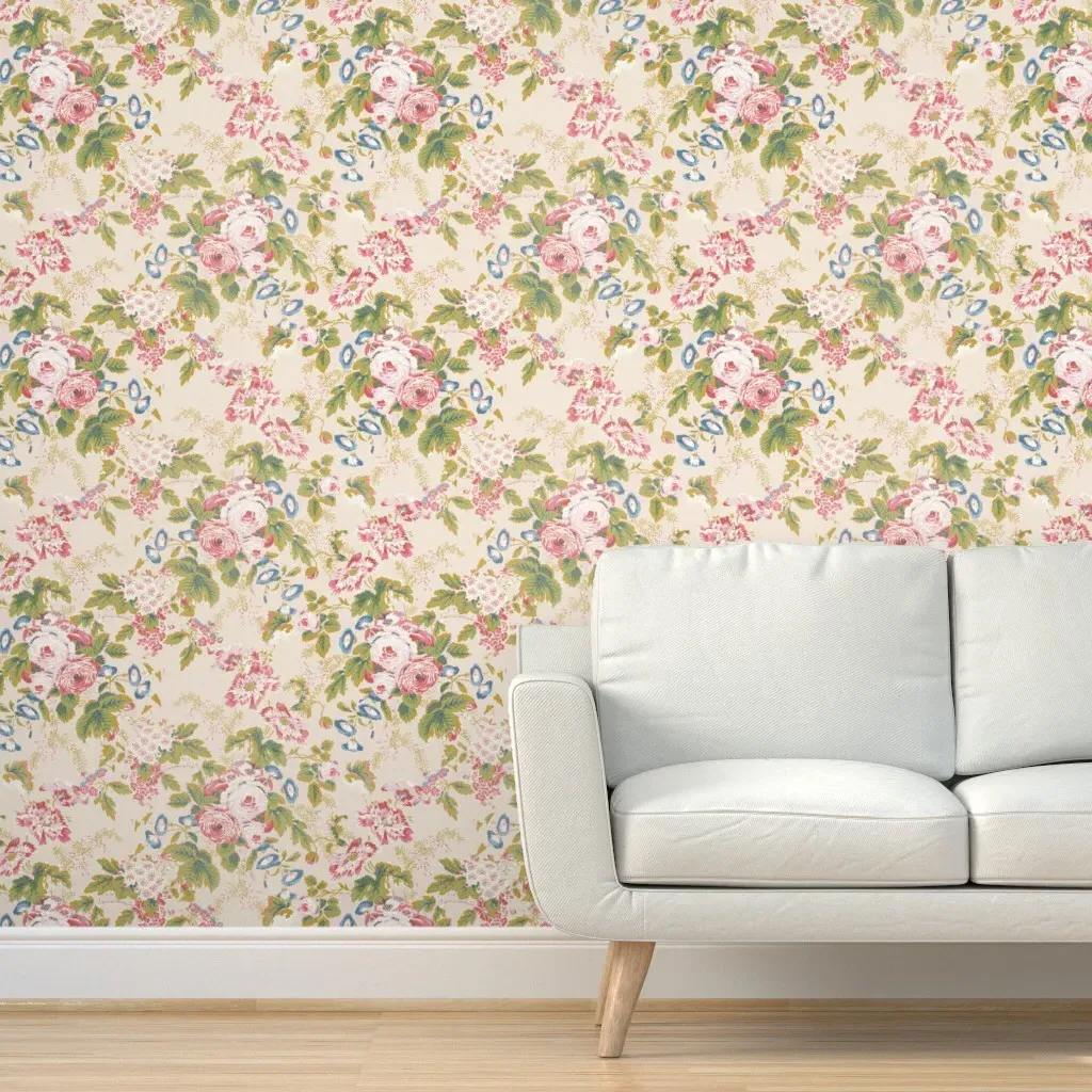 English Chintz Cara Rose Peel and Stick Wallpaper - Beige product