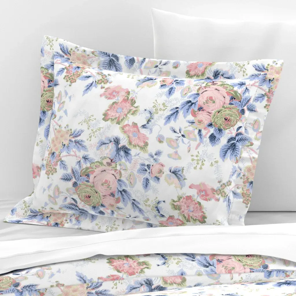 English Chintz Grandmillenial Standard Flanged Cushion Cover - Pink, Cotton Sateen product