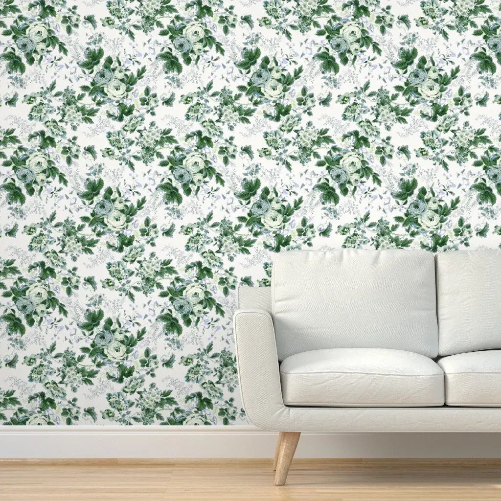English Chintz Peel and Stick Wallpaper - Kelly Green product