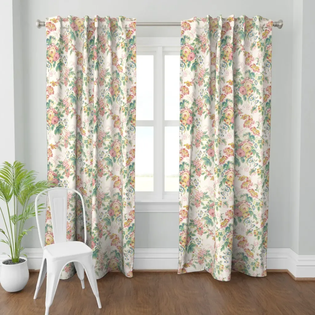 English Chintz Spring Curtain Panel - Pink product