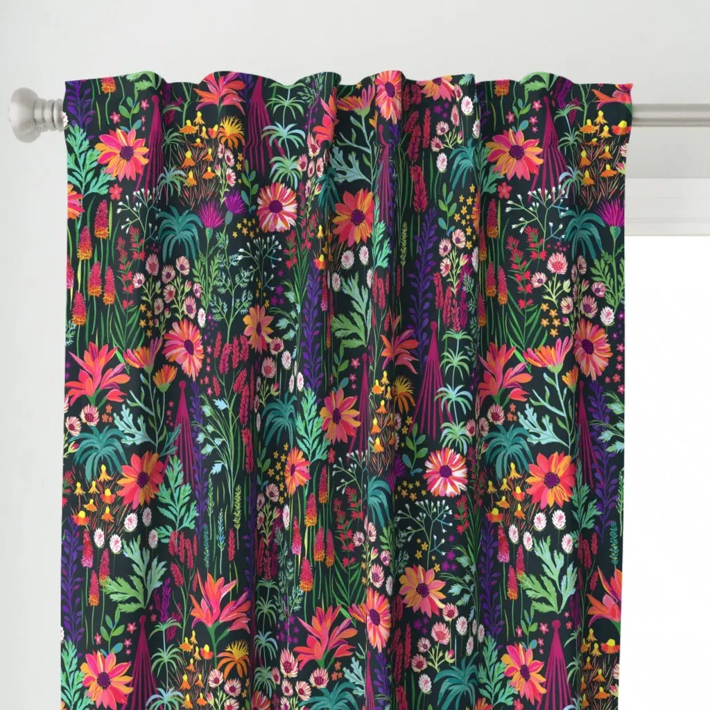 English Cottage Garden Curtain Panel - Pink alternate view