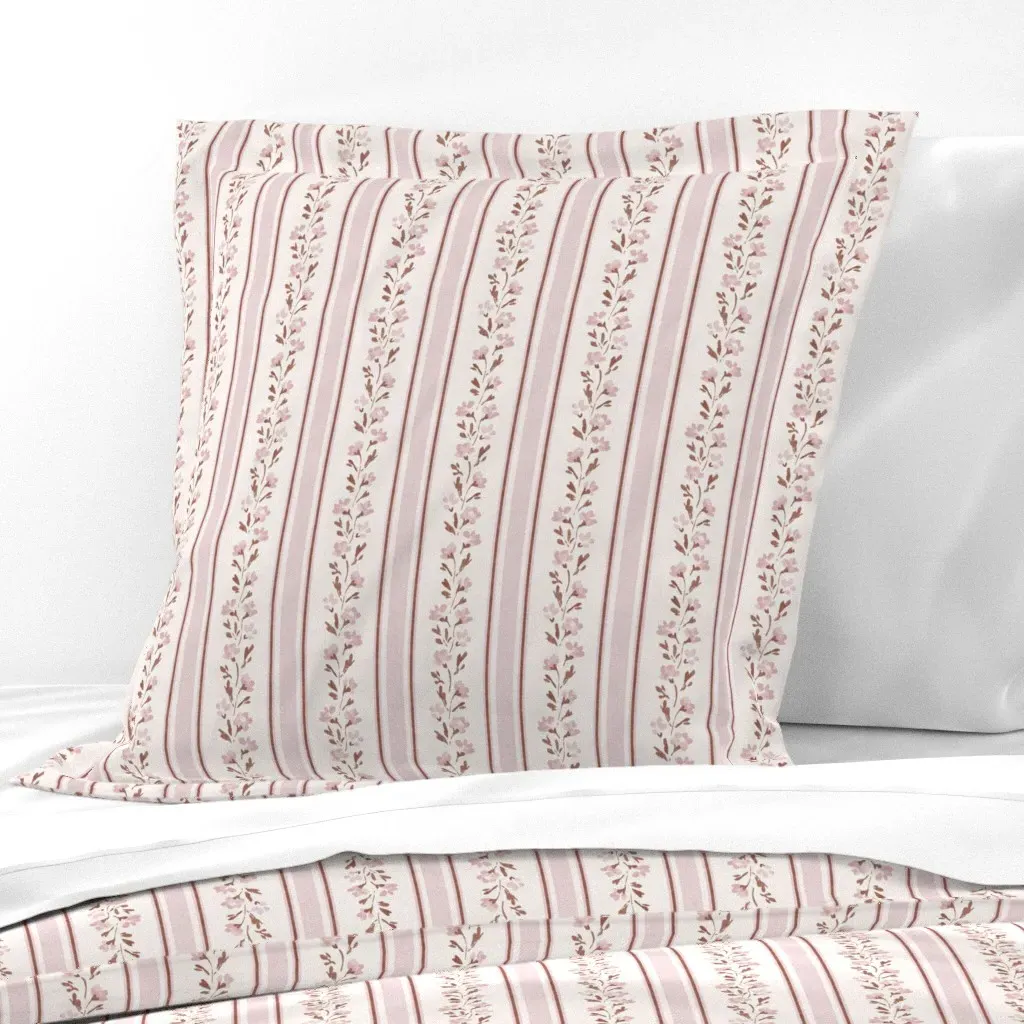 English Country Floral Stripe Euro Pillow Sham - Pink product