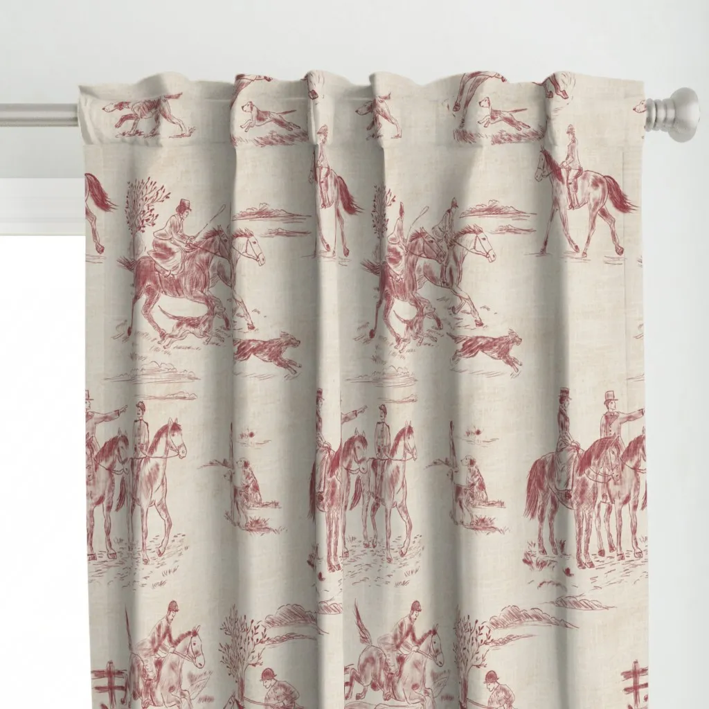 English Country Toile Curtain Panel - Red alternate view